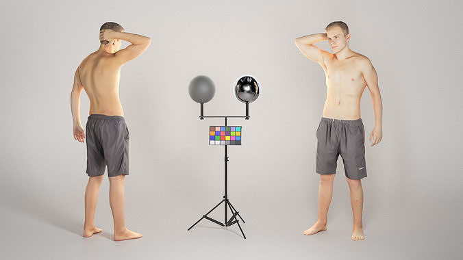 Muscly young man in black shorts 116 Low-poly 3D model