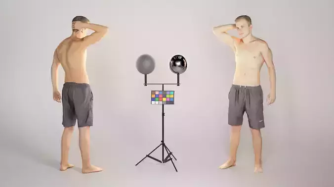 Muscly young man in black shorts 116 Low-poly 3D model