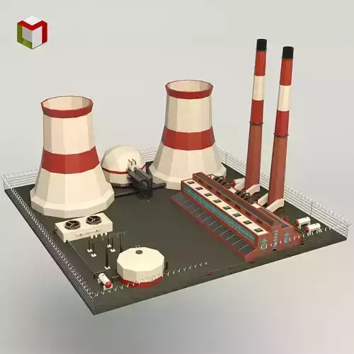 Low Poly Power Plant Low-poly 3D model