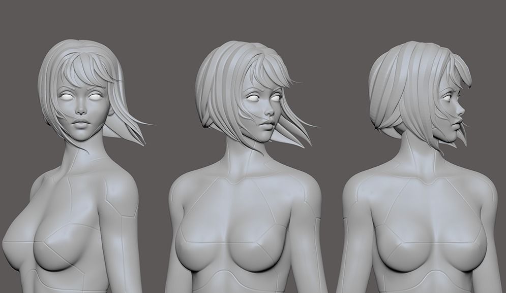 Android Girl Sculpt 3D model_2
