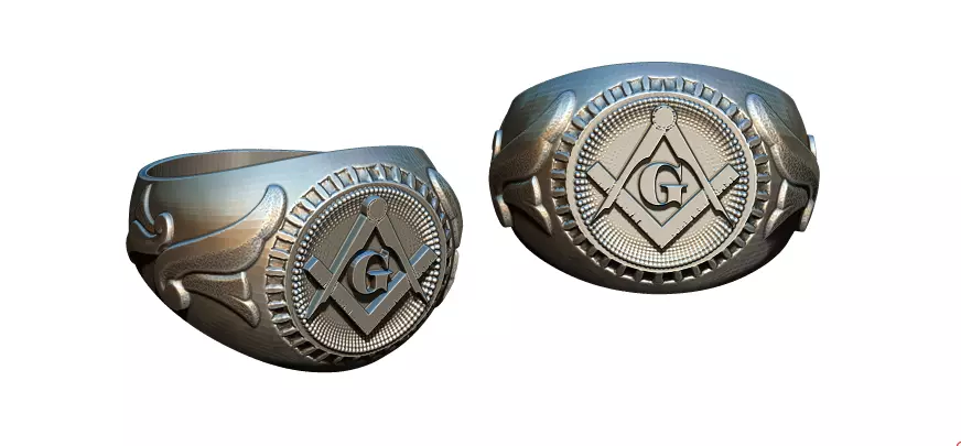 Masonic carved ring 3D print model