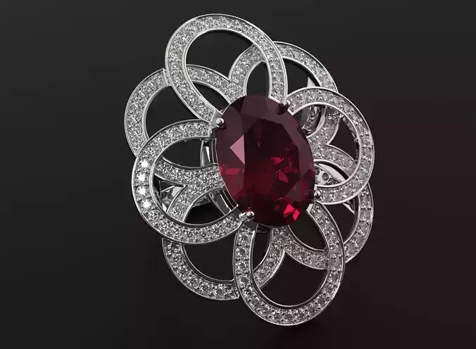 Stylish ring with diamonds and an oval 514