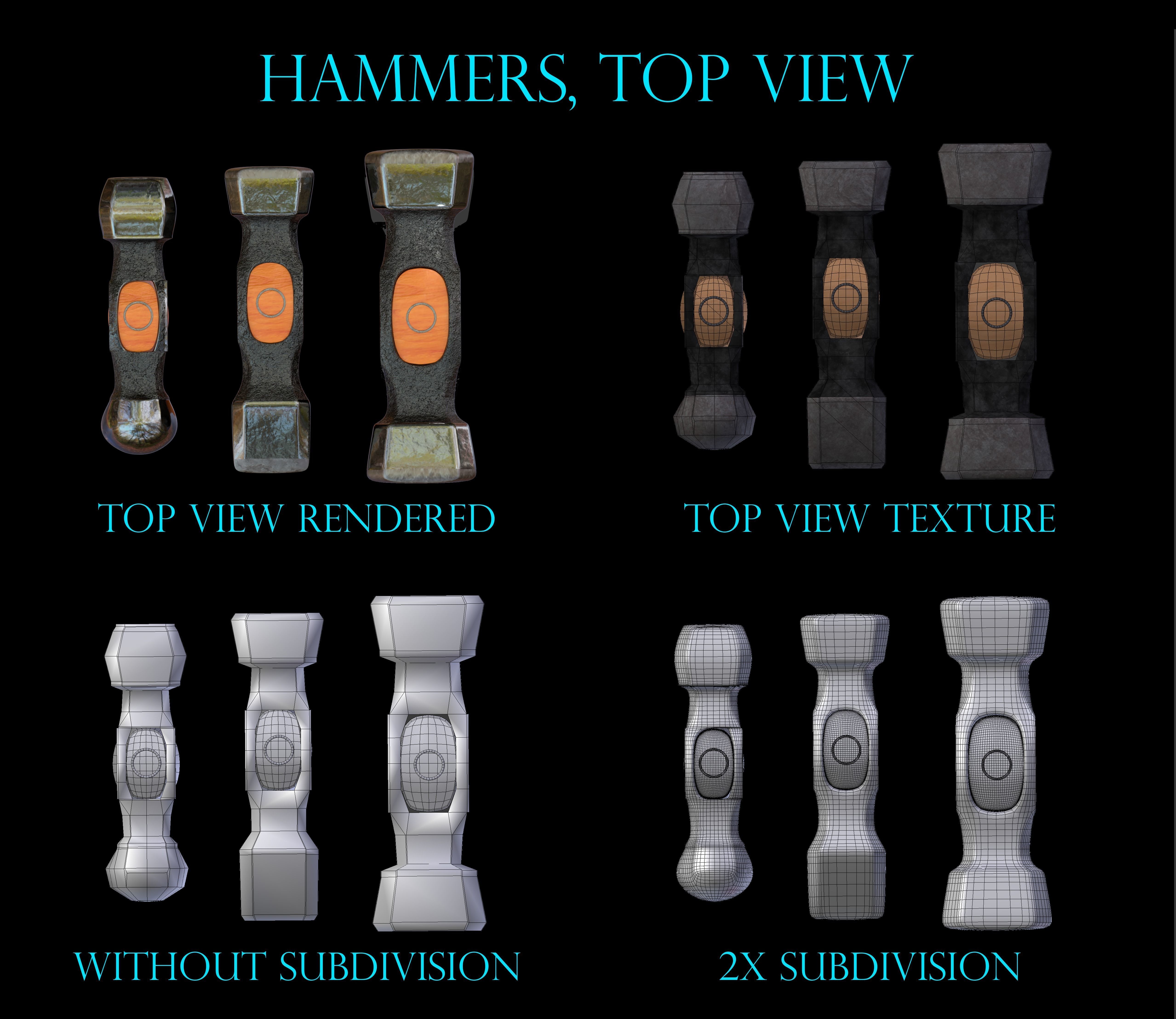 Forging hammer pack Low-poly 3D model_2