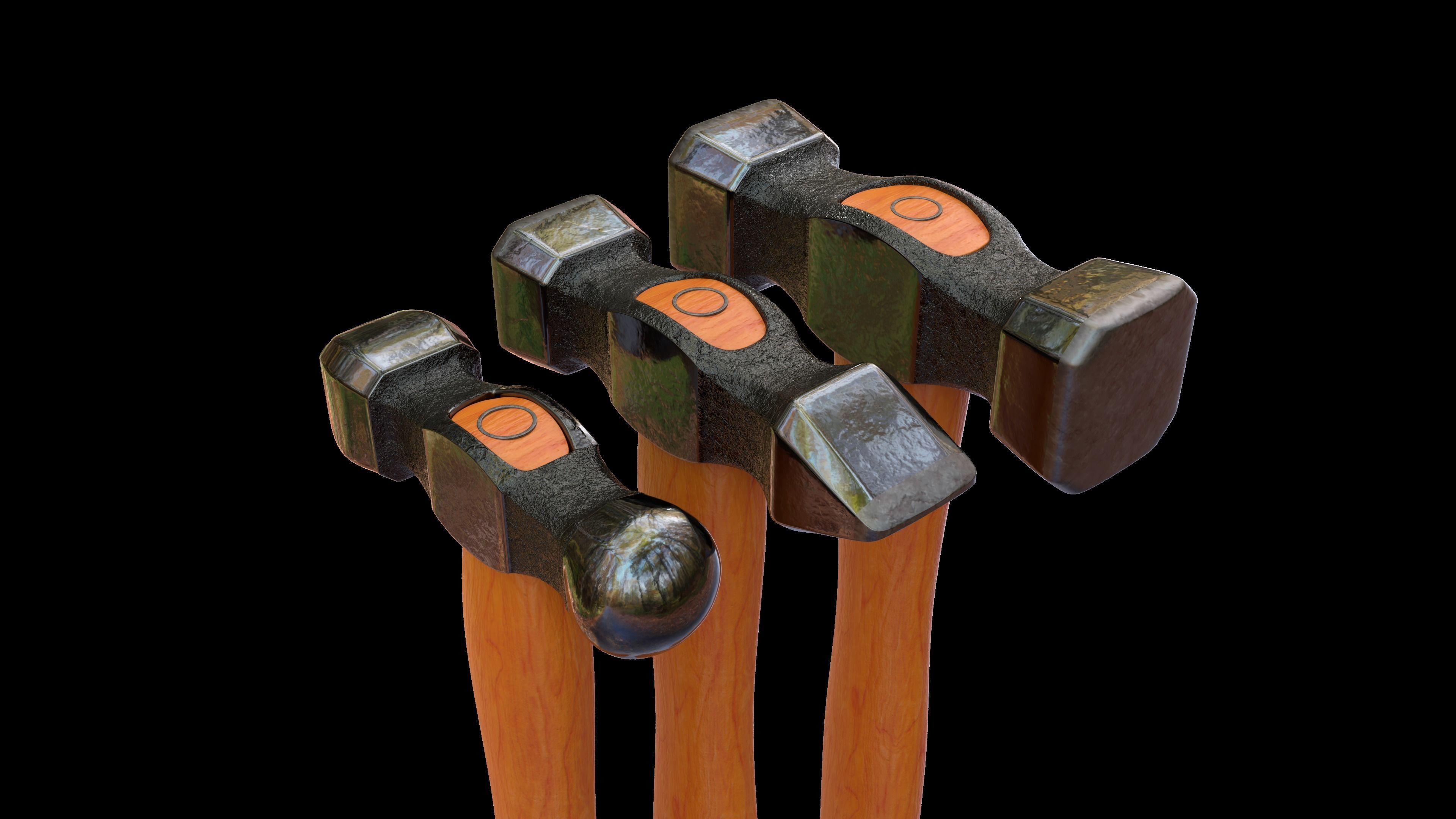 Forging hammer pack Low-poly 3D model_6