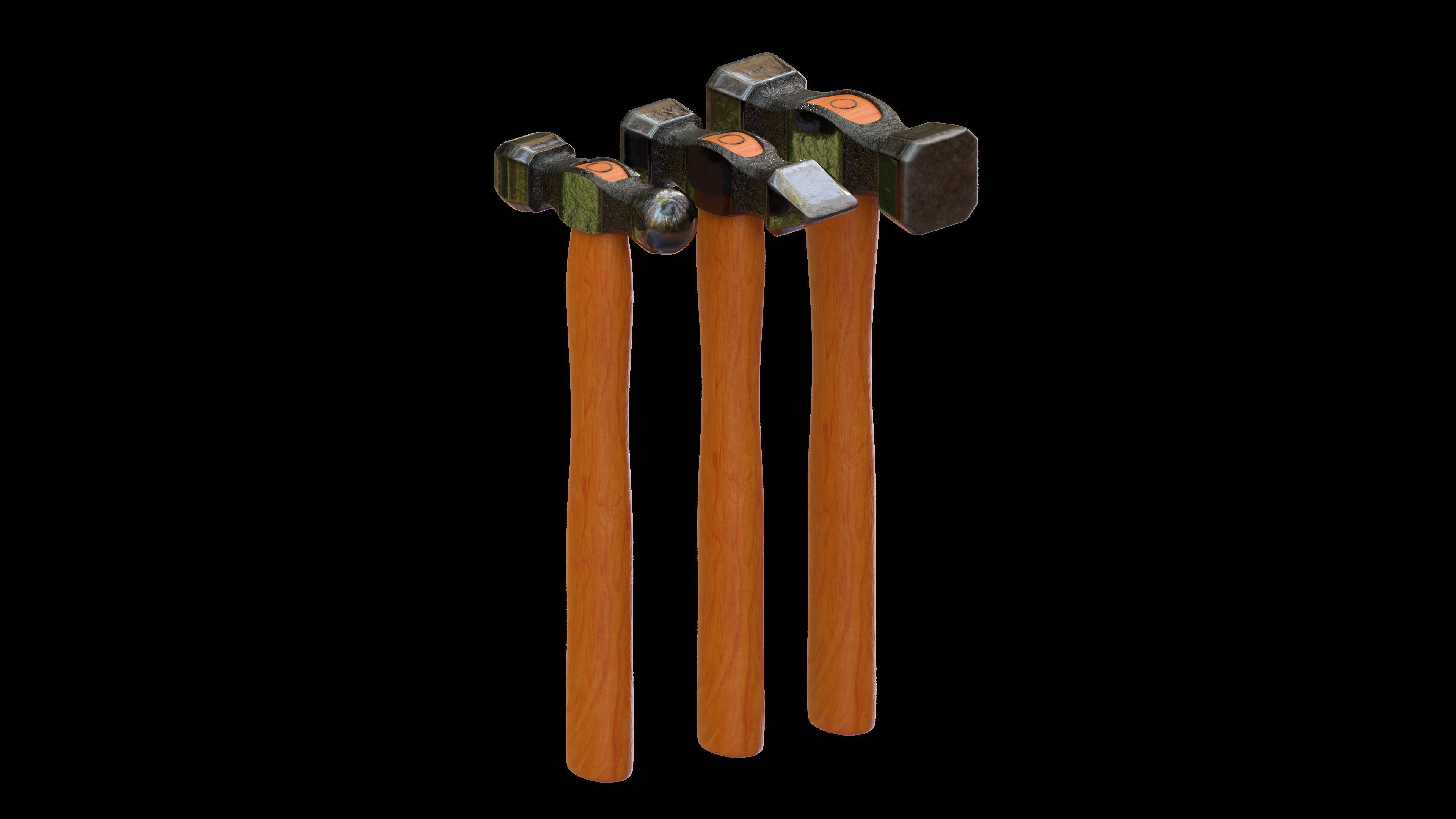 Forging hammer pack Low-poly 3D model_10