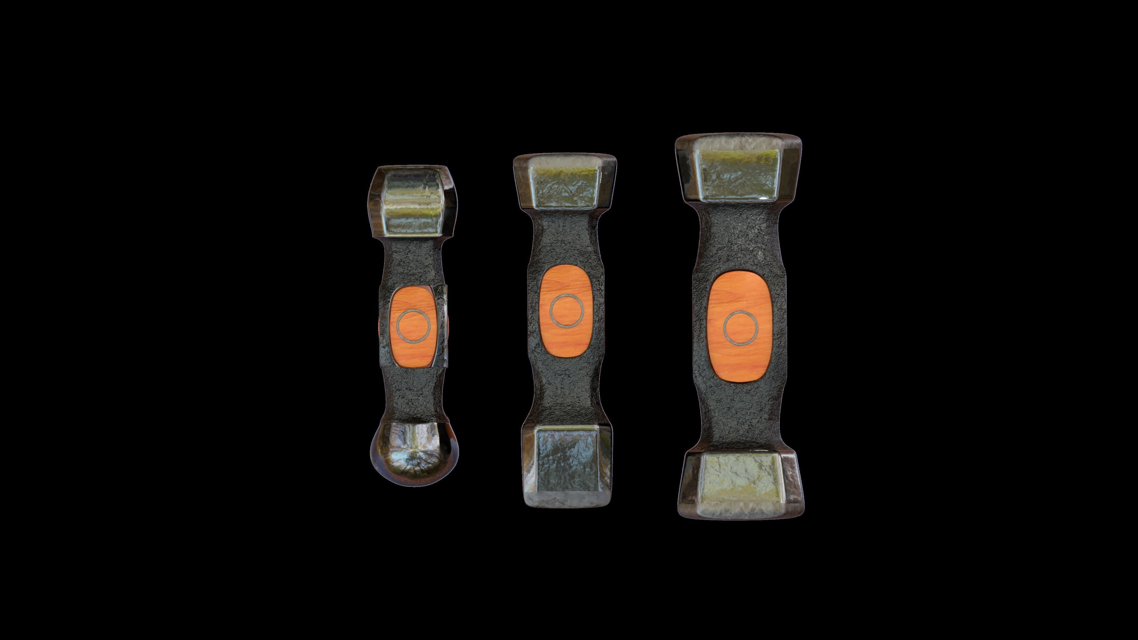 Forging hammer pack Low-poly 3D model_13