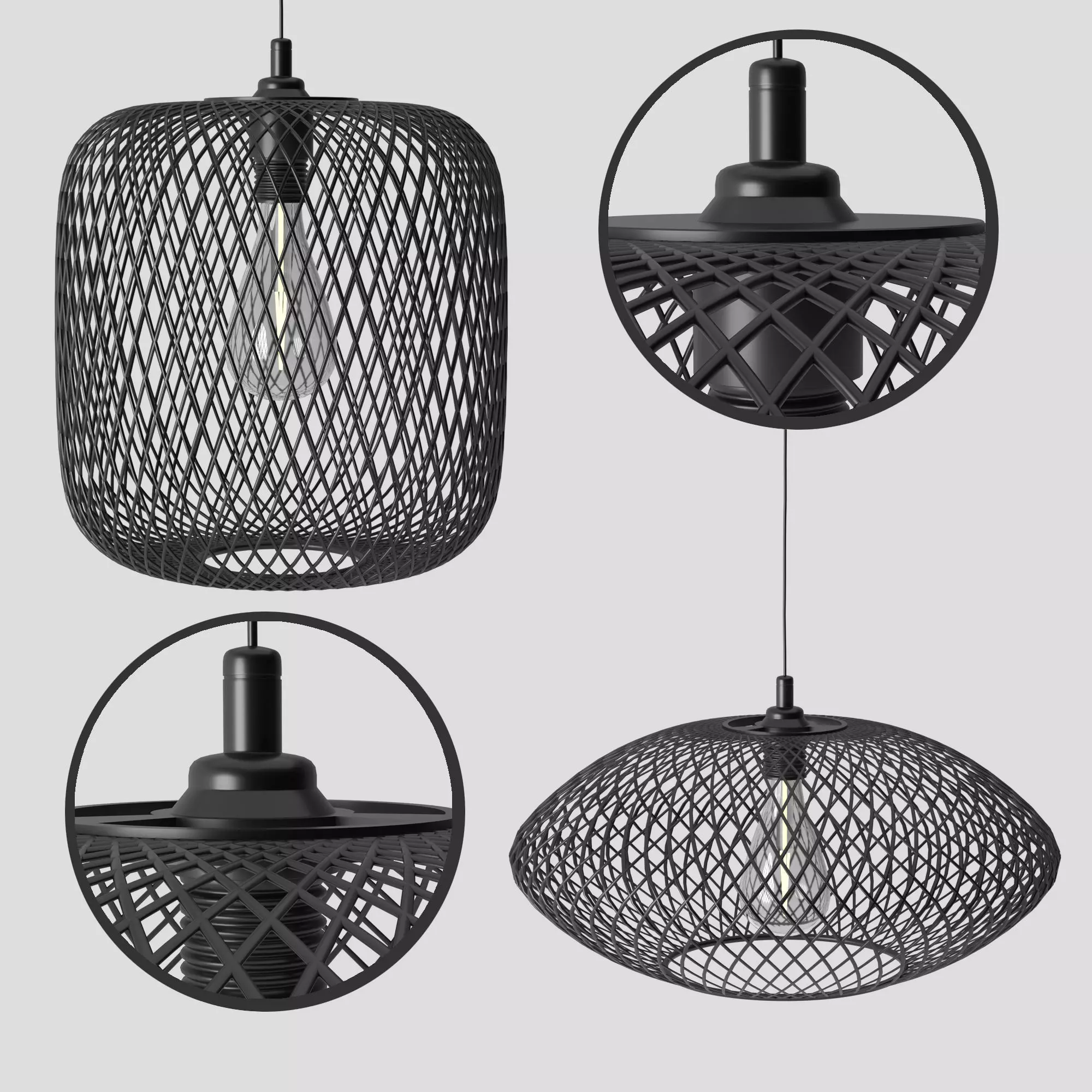 LUFTMASSA pendant light made of wire mesh 3D model_0