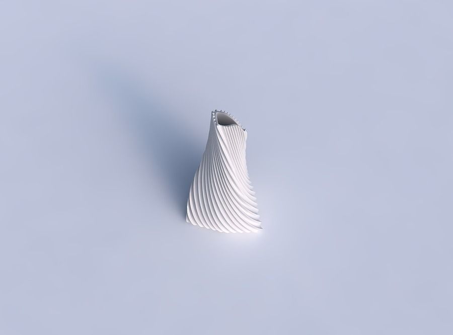 Vase twist grounded tilted triangle with extruded vertical li... 3D print model_1