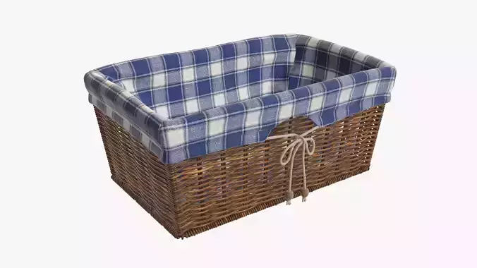 Wicker basket rectangular with fabric dark brown