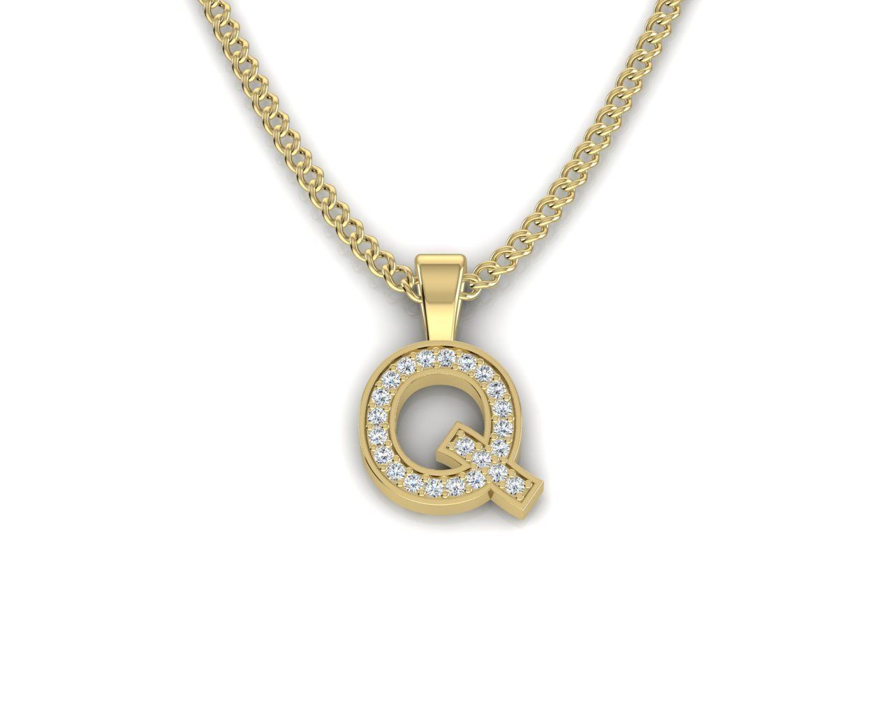 Pendant Q letter 3D print model_3