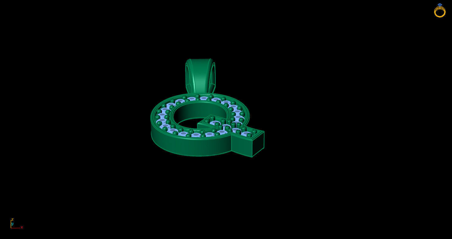 Pendant Q letter 3D print model_6
