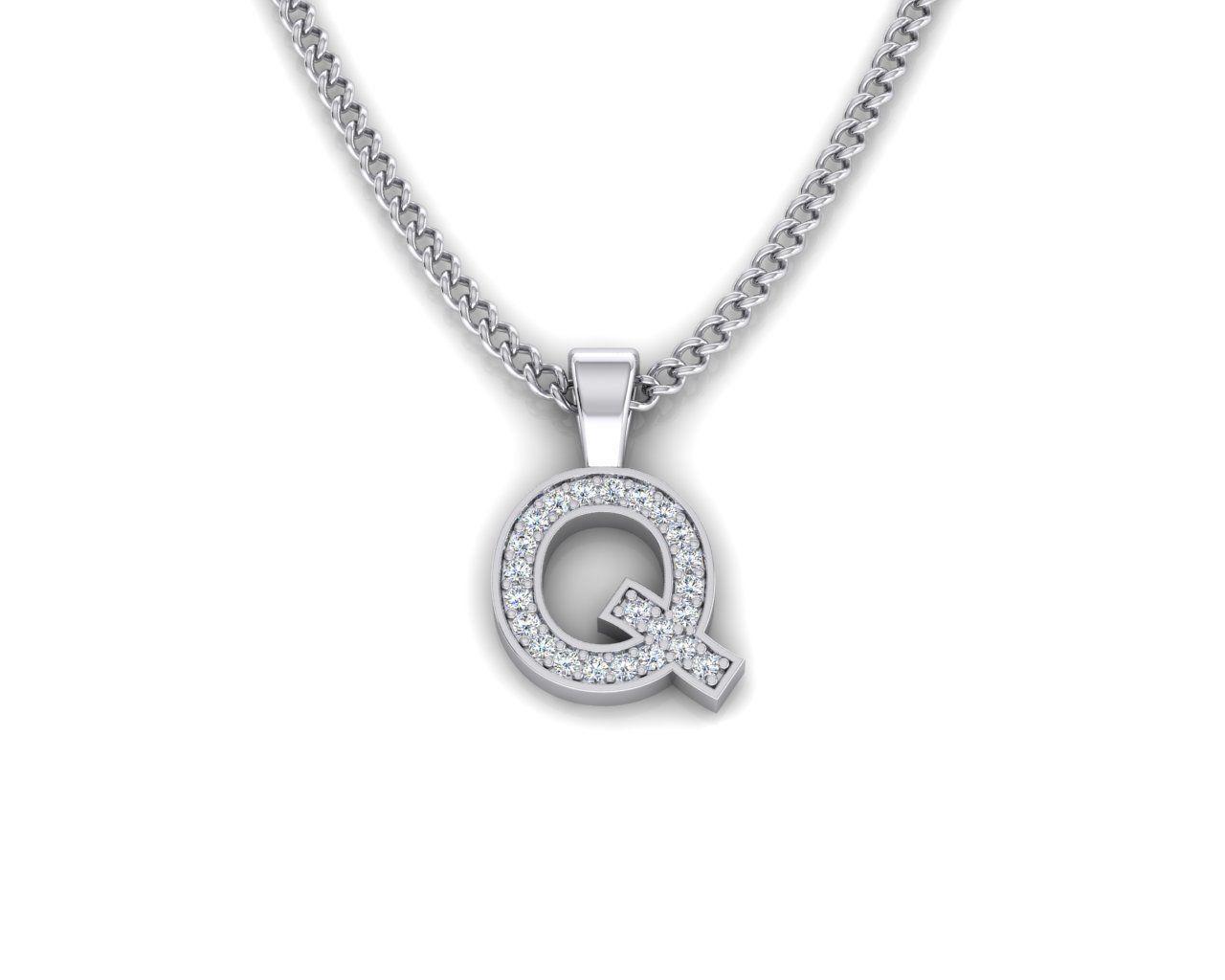 Pendant Q letter 3D print model_2