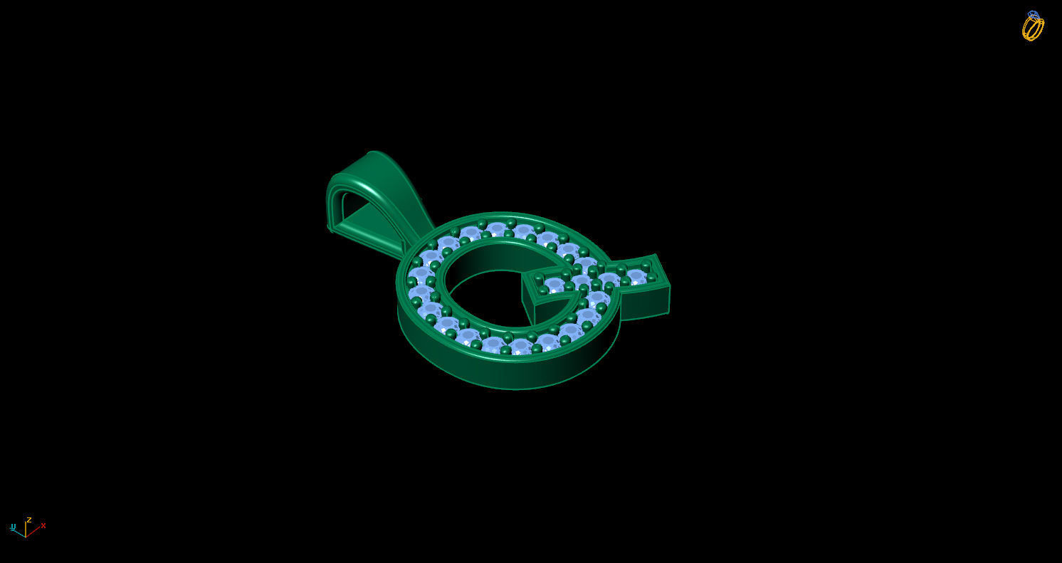 Pendant Q letter 3D print model_5