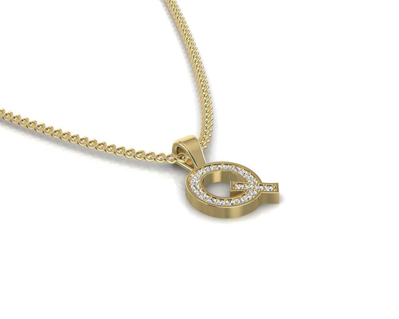 Pendant Q letter 3D print model_1