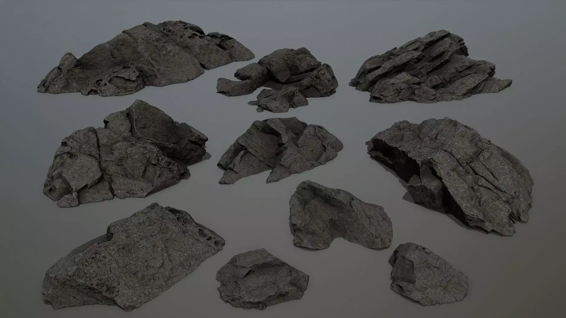 cliff rock set 4 Low-poly 3D model_0