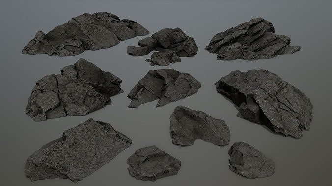 cliff rock set 4 Low-poly 3D model