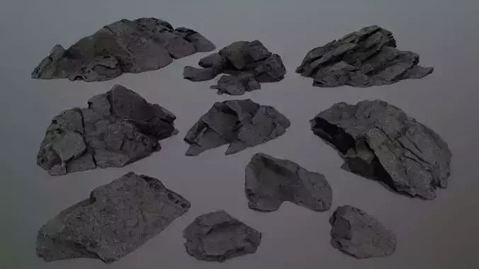cliff rock set 4 Low-poly 3D model