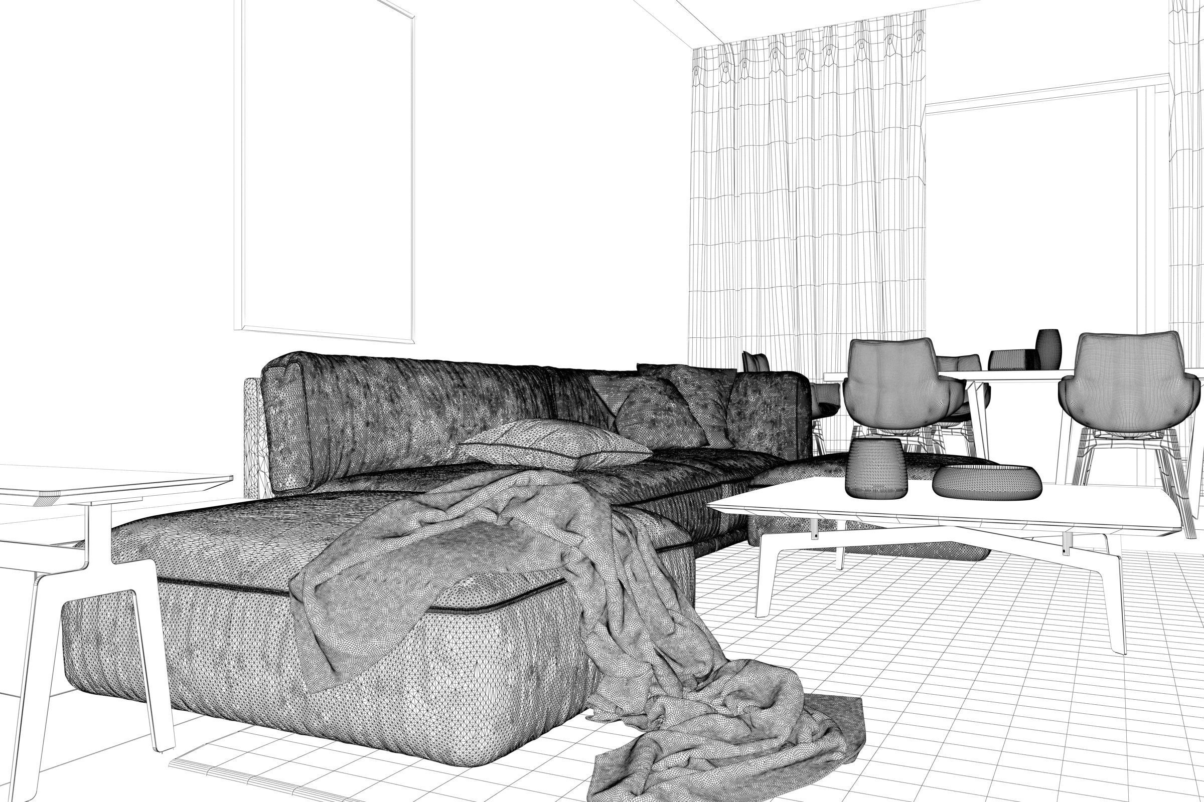 Modern Livingroom 3D model_4