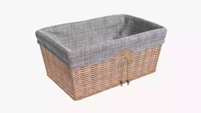 Wicker basket rectangular with fabric light brown