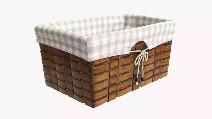 Wicker basket dark brown with fabric interior 