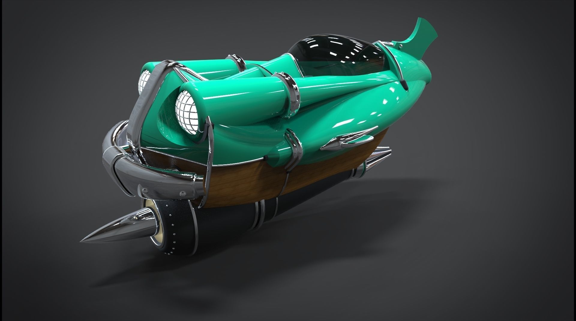 Retro Space Car - 01 3D print model_1