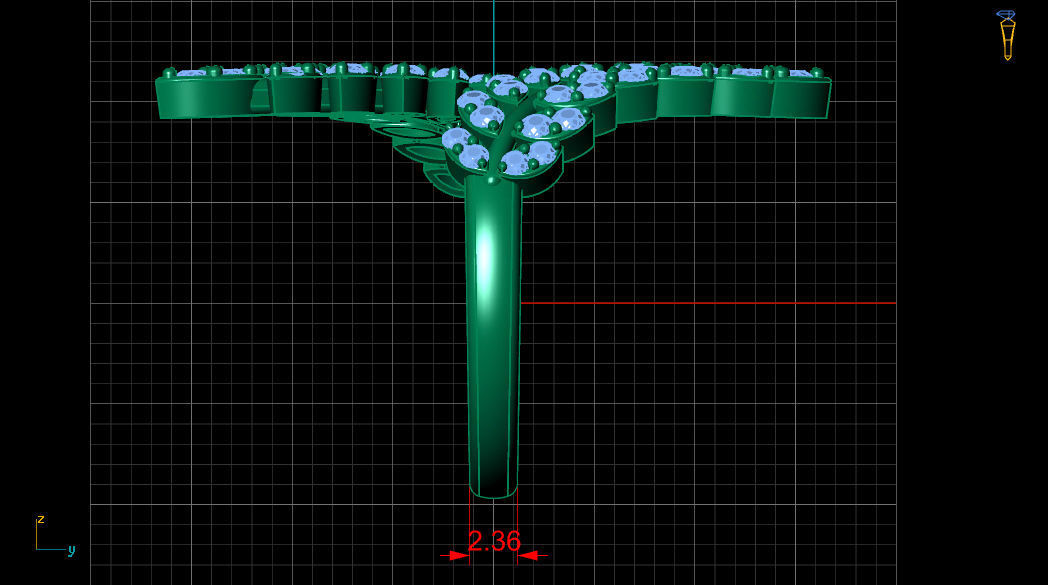 Tree Branch Marquise Diamond Gold Ring 3D print model_11