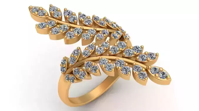 Tree Branch Marquise Diamond Gold Ring