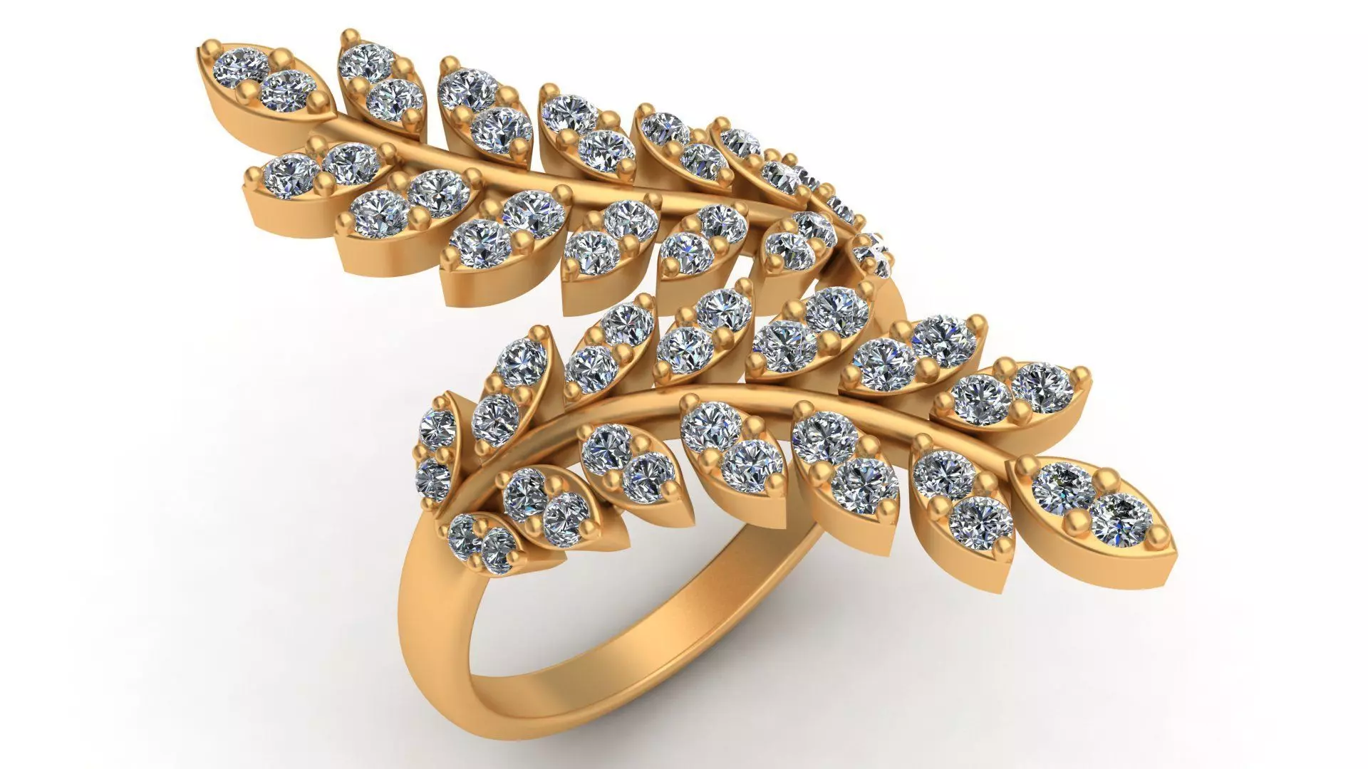 Tree Branch Marquise Diamond Gold Ring 3D print model_0
