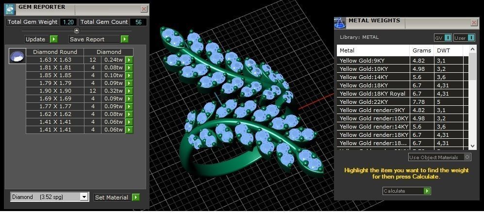 Tree Branch Marquise Diamond Gold Ring 3D print model_13