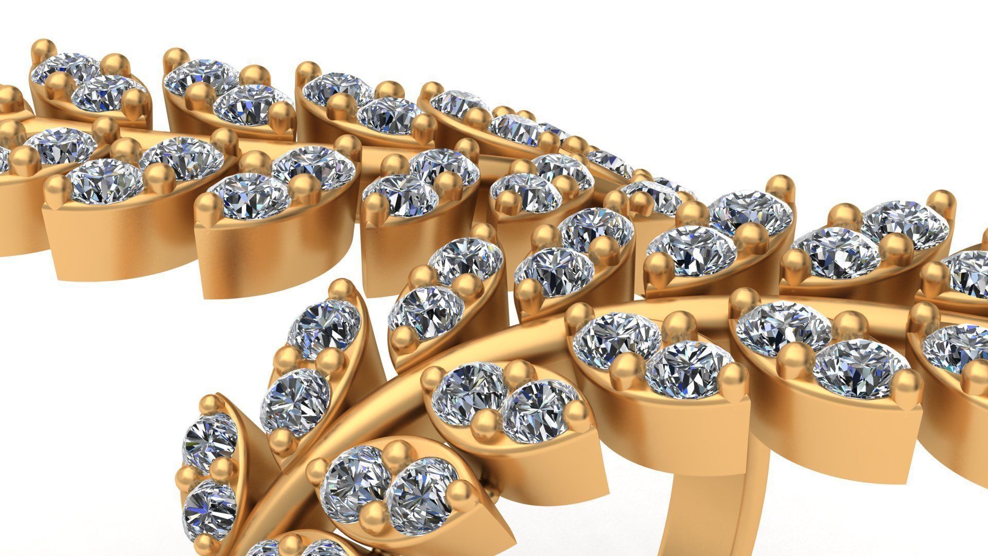 Tree Branch Marquise Diamond Gold Ring 3D print model_5