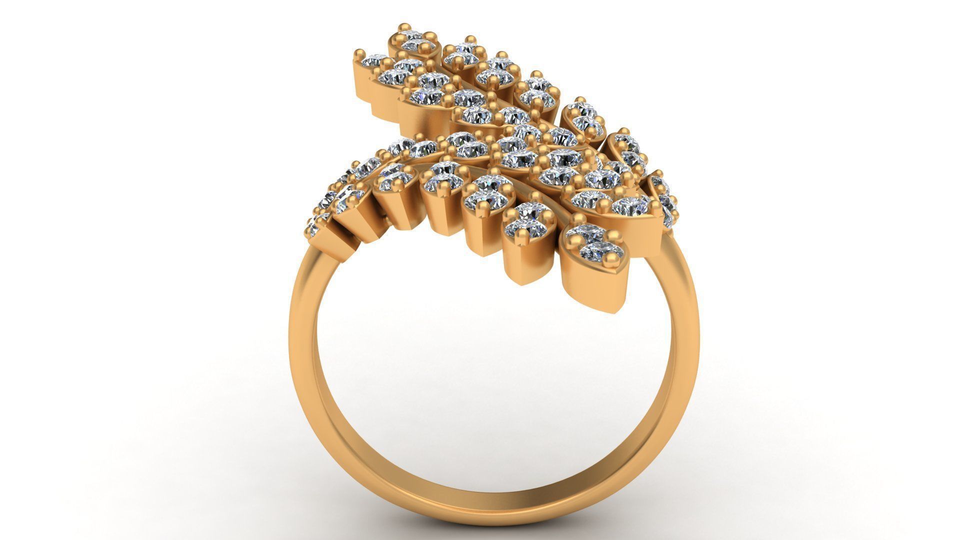 Tree Branch Marquise Diamond Gold Ring 3D print model_2