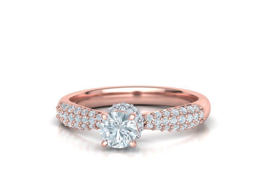 Solitaire Engagement ring Unique design 5mm stone 3D print model_2