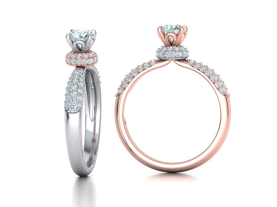 Solitaire Engagement ring Unique design 5mm stone 3D print model_1