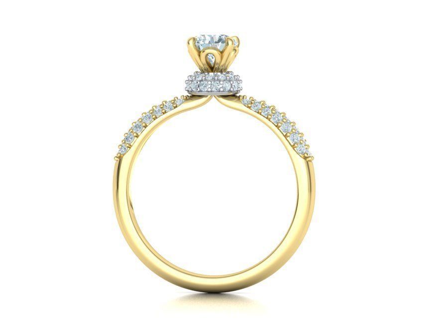 Solitaire Engagement ring Unique design 5mm stone 3D print model_6