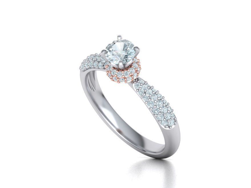 Solitaire Engagement ring Unique design 5mm stone 3D print model_10