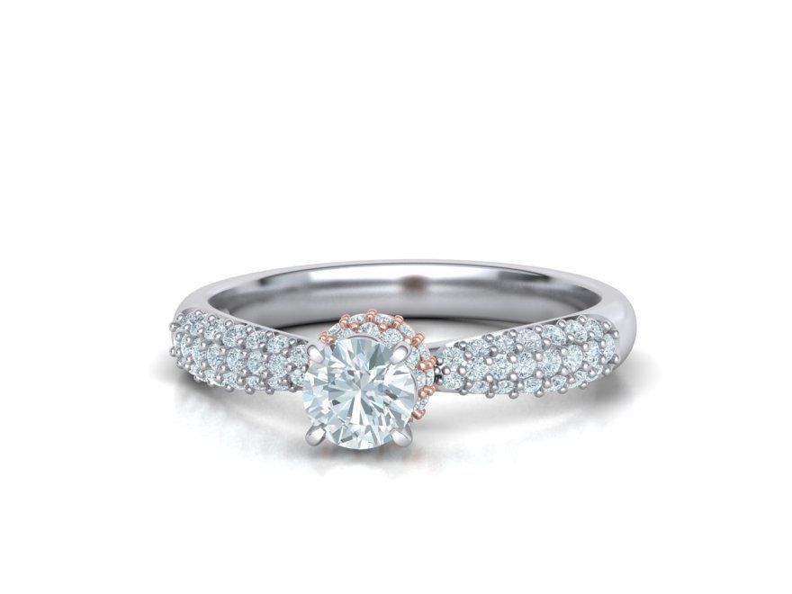 Solitaire Engagement ring Unique design 5mm stone 3D print model_4