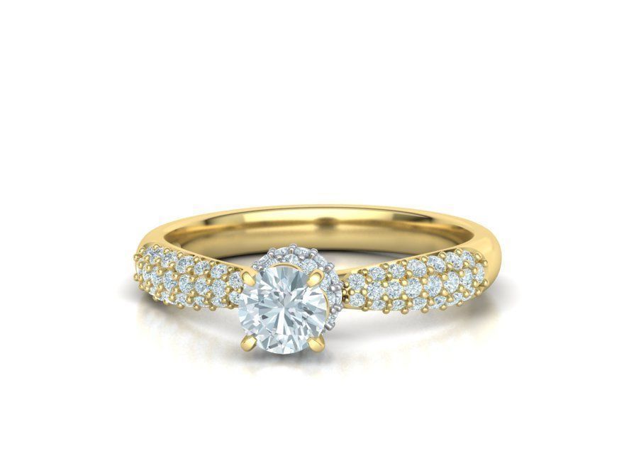 Solitaire Engagement ring Unique design 5mm stone 3D print model_3