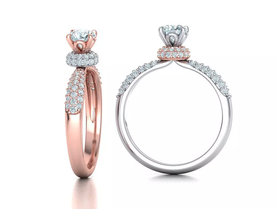 Solitaire Engagement ring Unique design 5mm stone 3D print model_0