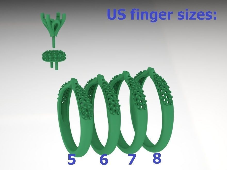 Solitaire Engagement ring Unique design 5mm stone 3D print model_16