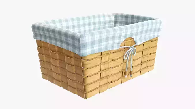 Wicker basket medium brown with fabric interior