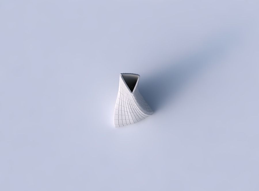 Vase twist grounded tilted triangle with grid plates 3D print model_2