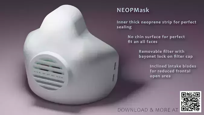 NEOPMask - 3D Printable mask with exchangeable filter - Premium 3D print model