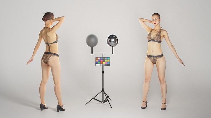 Slim beautiful woman in a swimsuit posing 168 Low-poly 3D model