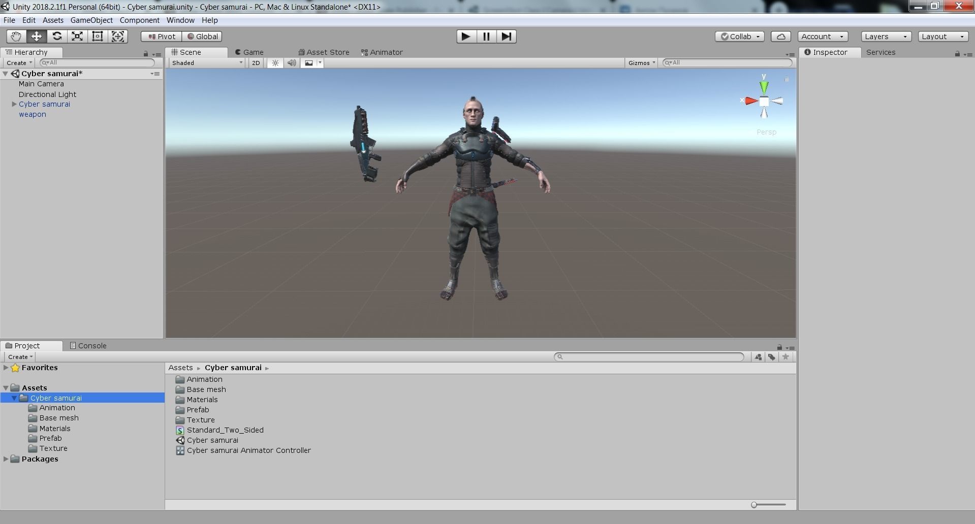 Cyber samurai Low-poly 3D model_28