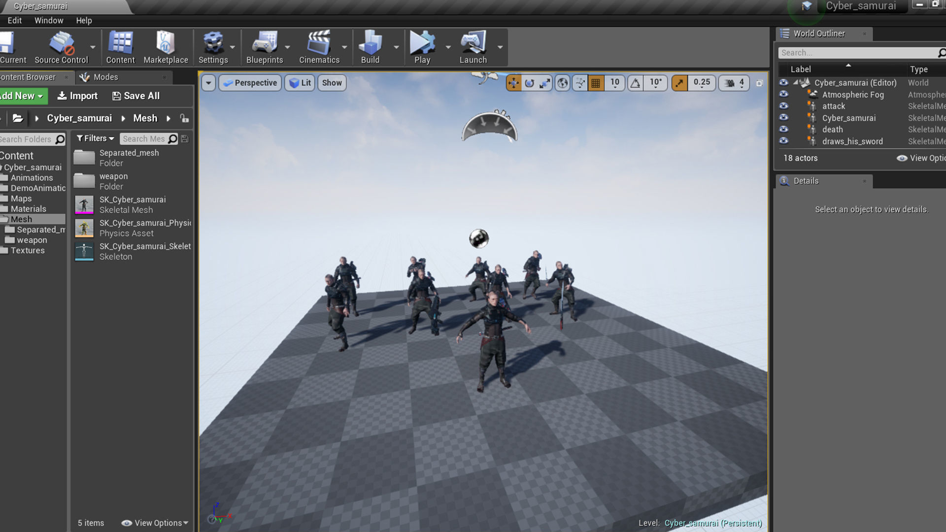 Cyber samurai Low-poly 3D model_27