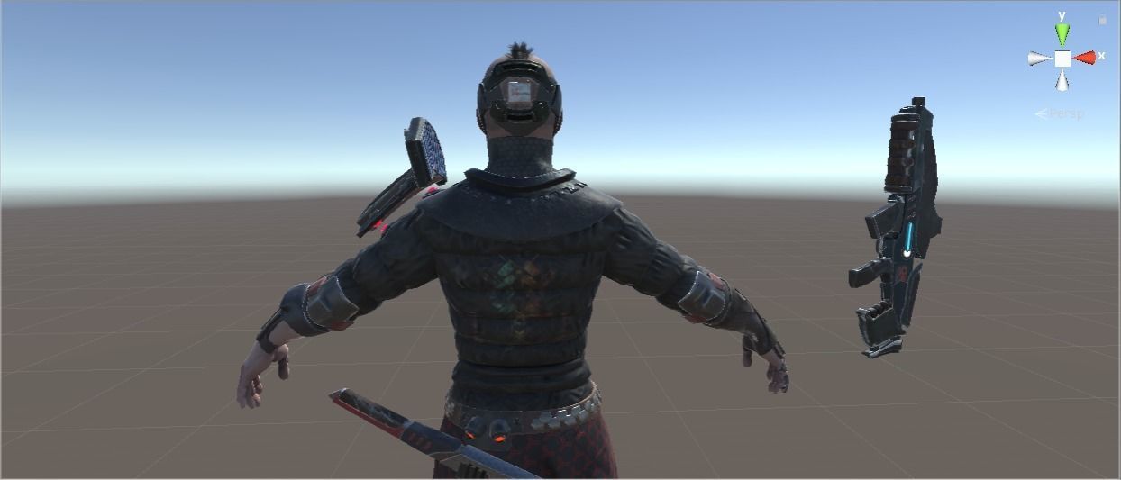 Cyber samurai Low-poly 3D model_31