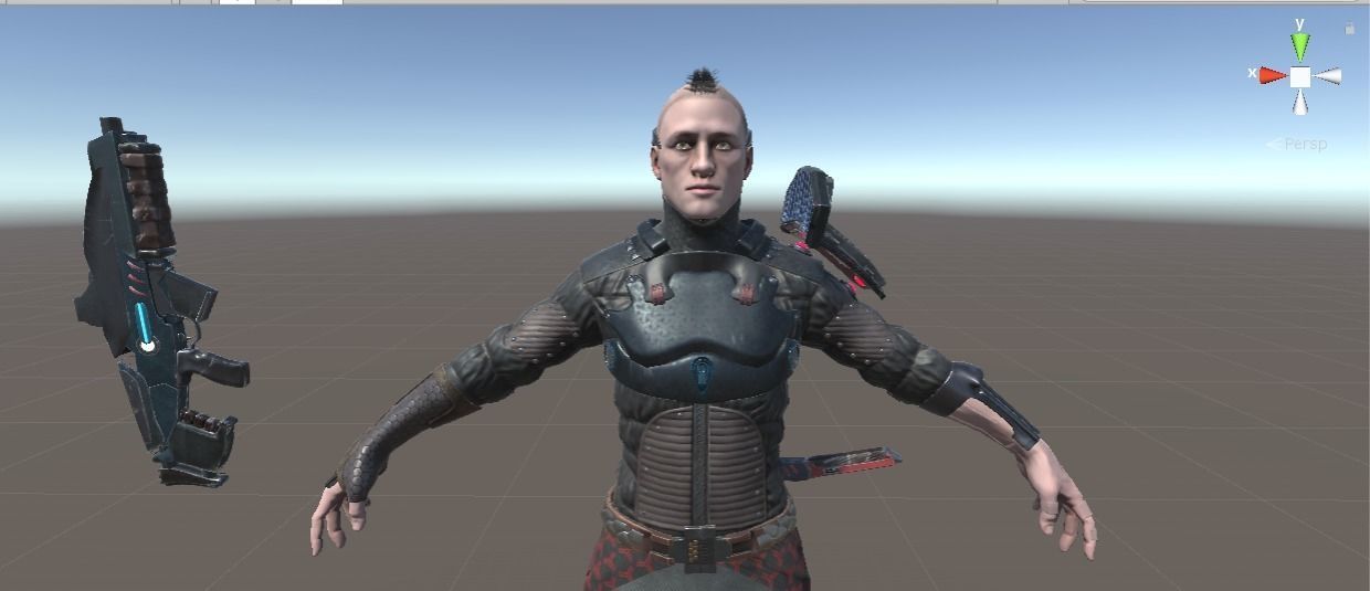 Cyber samurai Low-poly 3D model_29