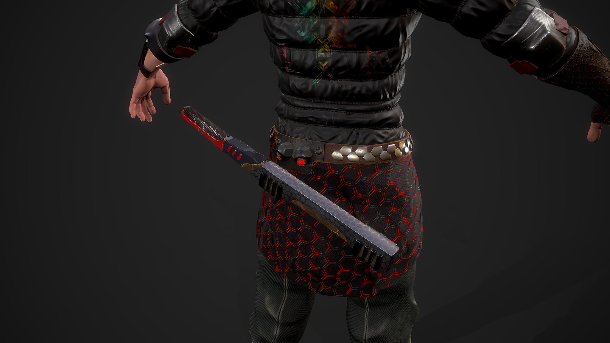 Cyber samurai Low-poly 3D model_11