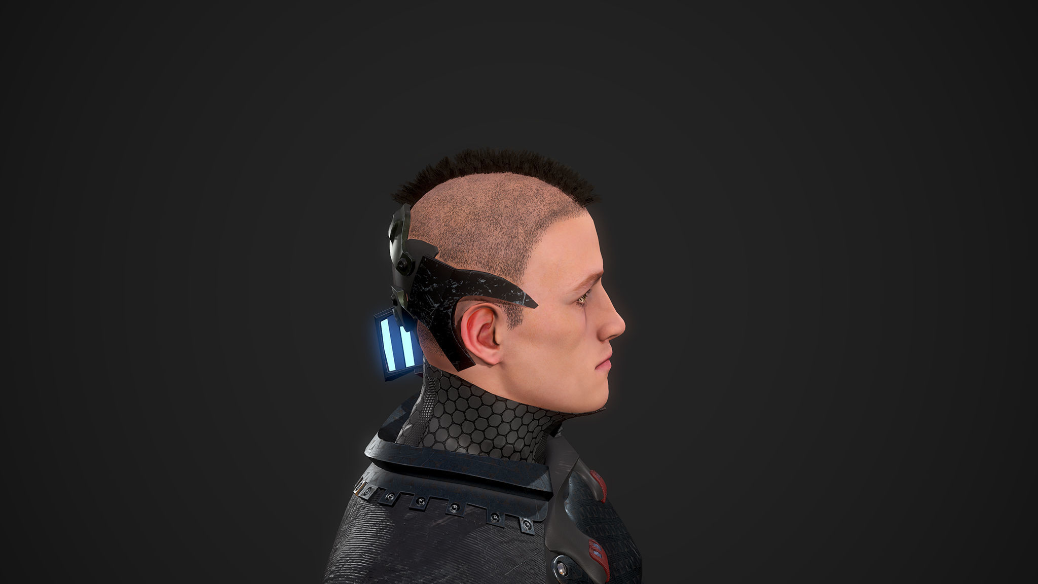 Cyber samurai Low-poly 3D model_7