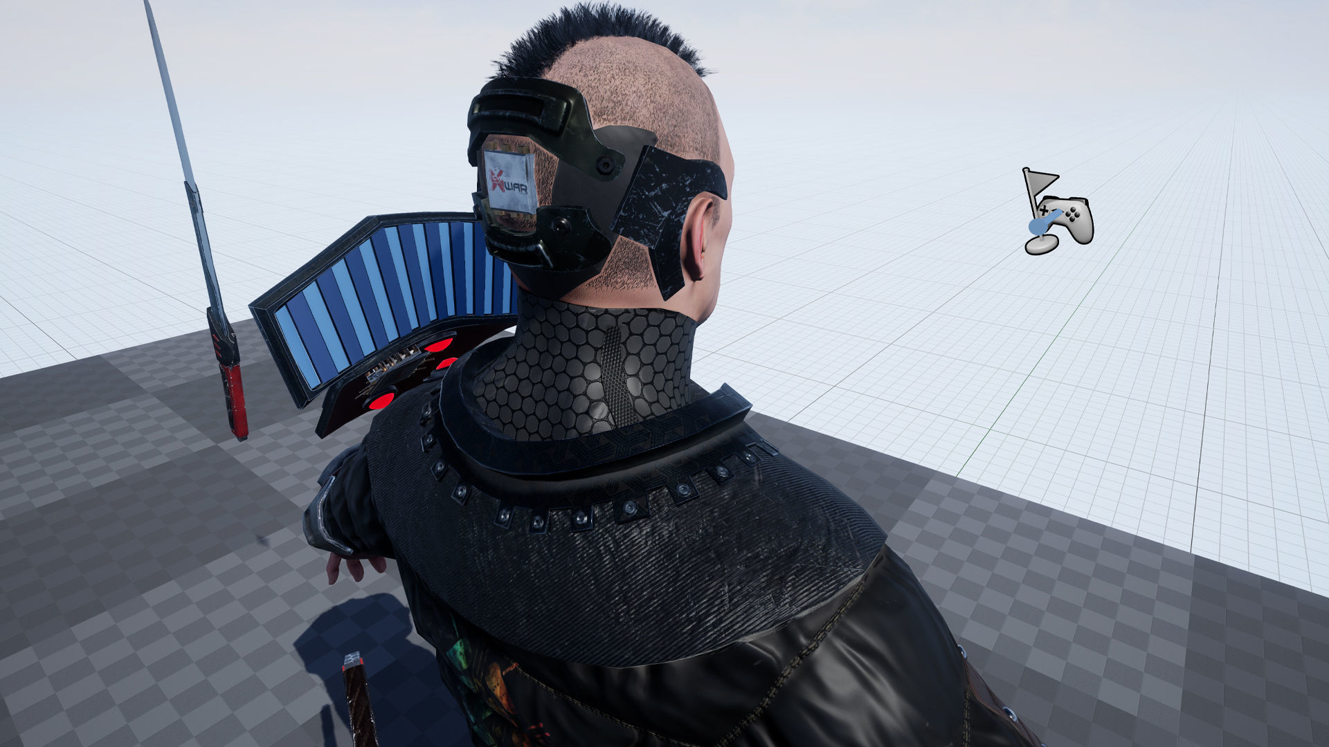 Cyber samurai Low-poly 3D model_25